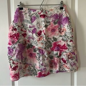 Express high waisted floral asymmetrical mini skirt